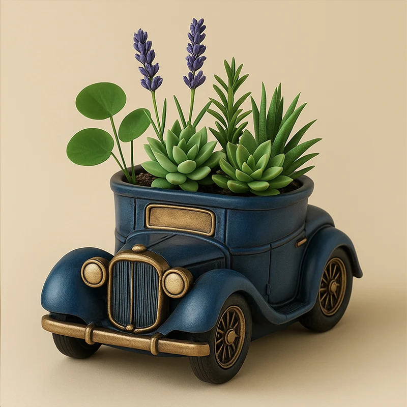 3D Vintage Bus Car Succulent Pot Silicone Mold DIY Succulent Planter Flower Pot Cement Plaster Pen Holder Candle Holder Mold