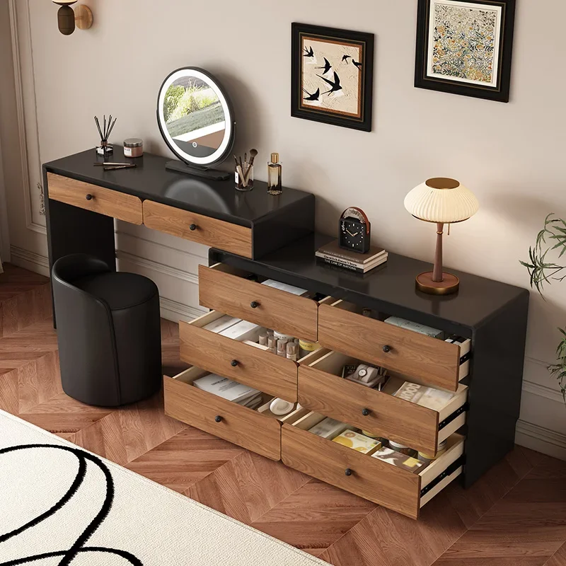&Makeup Light Mirror Vanity Table 6 Drawer Luxury Storage Stool Modern Dressing Table Dresser Cabinet Bedroom Furniture