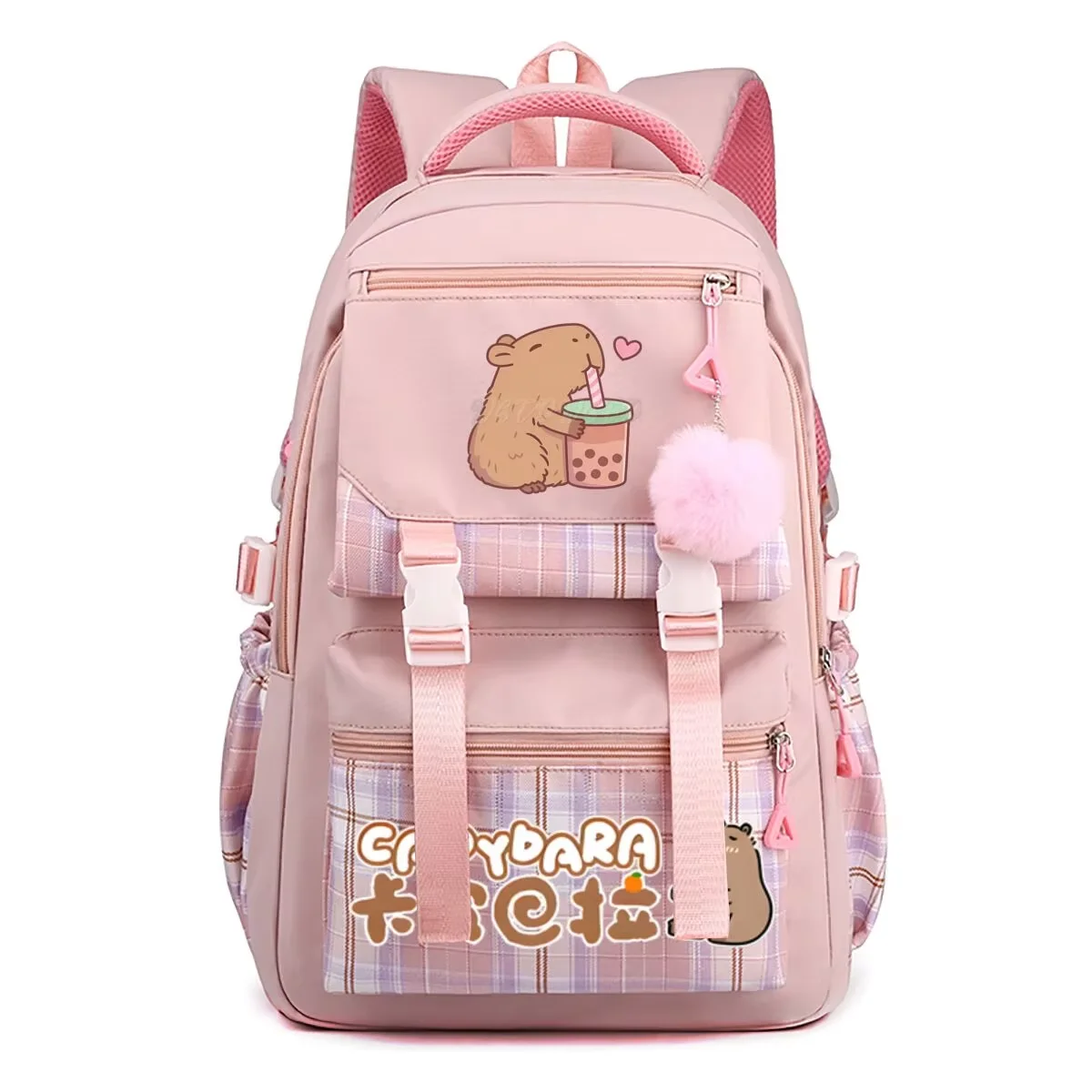 Kawaii Capybara Lovers Bubble Tea Print School Backpacks Teenager Student Backpack Boys Girls Schoolbag Street Trend Backpack
