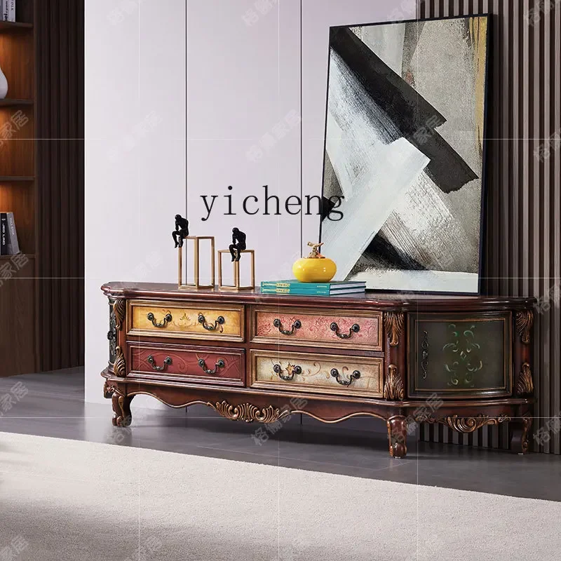 

painted TV cabinet living room solid wood TV cabinet complete furniture