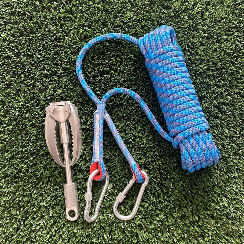 

Stainless Steel Grapple Hooks with 10m Blue Rope for Outdoor Survival Camping Hiking Tree & Mountain Climbing