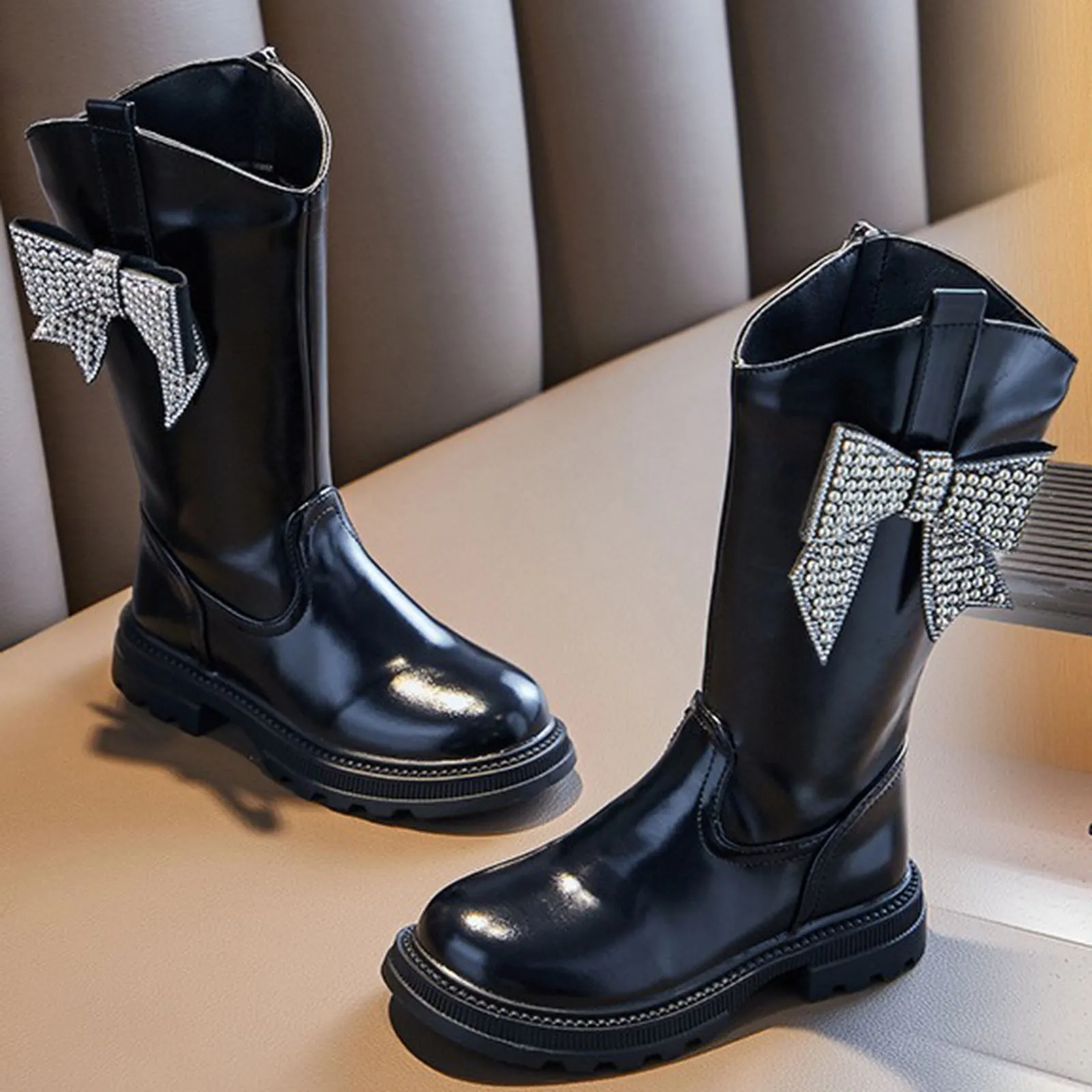 

Booties Size 4 Girls Boots Children Boots British Single Boots Mid Calf Boots Black Leather Boots Work Boots For Teen Girls