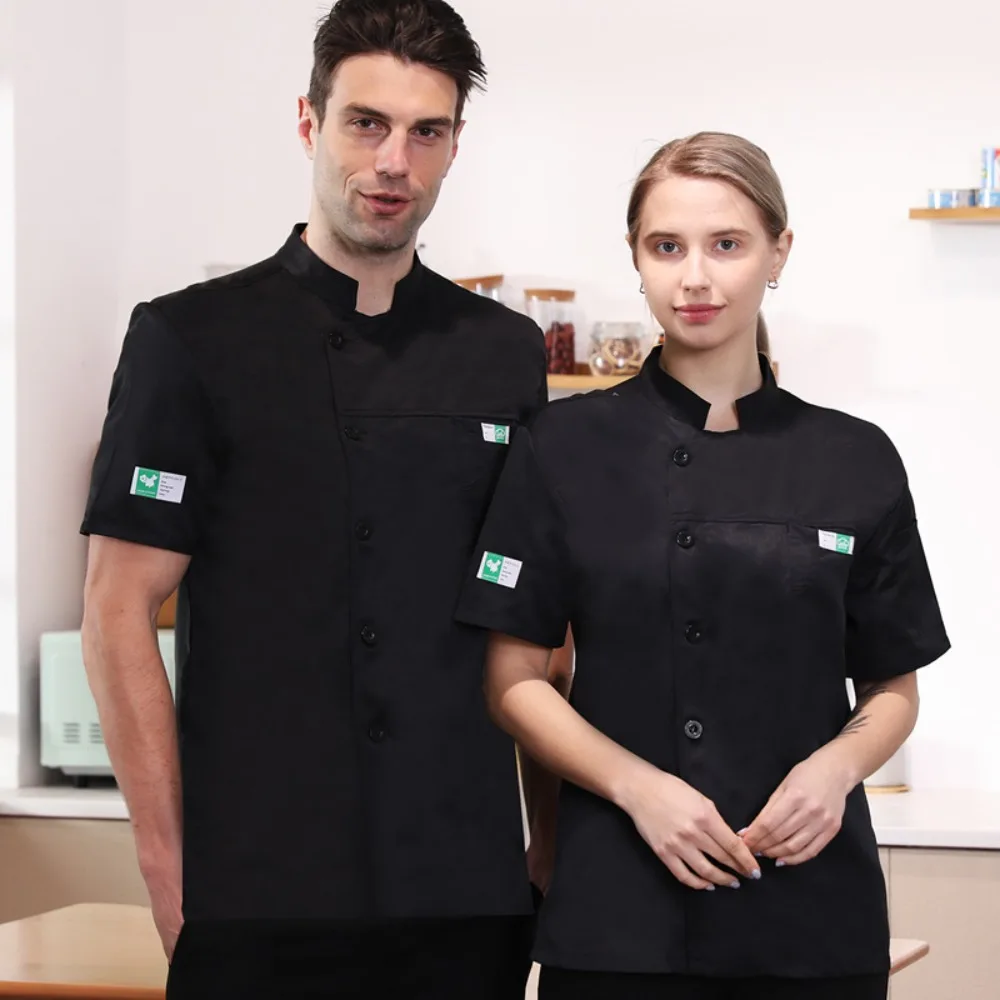 

Кухонная рабочая одежда шеф-повара с длинными рукавами для мужчин, летняя женская одежда с короткими рукавами, тонкая, впитывающая пот и дышащая