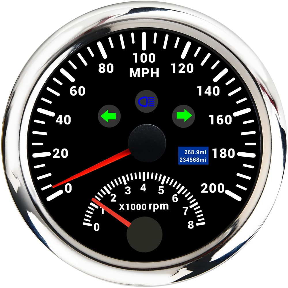Kundenspezifischer 85 mm digitaler GPS-Tachometer für Auto, LKW, Boot, 0–200 km/h, 0–120 km/h, Drehzahlmesser, 8000 U/min, für Marine, ATV, 9–32 V