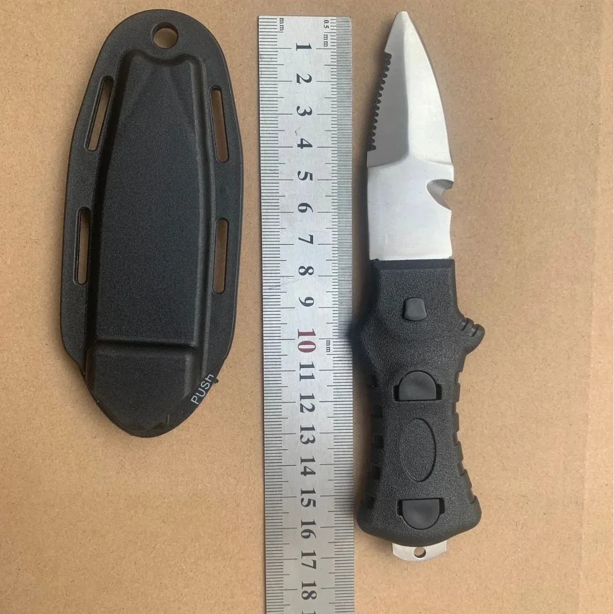 Professional Diving Knife for Spearfishing, Full Tang Stainless Steel Dive Tool with Rope Cutter