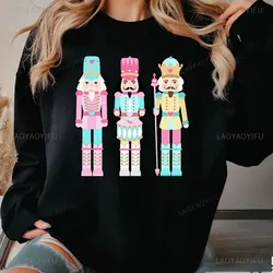 Cute Nutcracker Christmas Sweatshirt Nutcracker Long Seleeve Pullovers Kawaii Holiday Womens Christmas Hoodie Christmas Gift