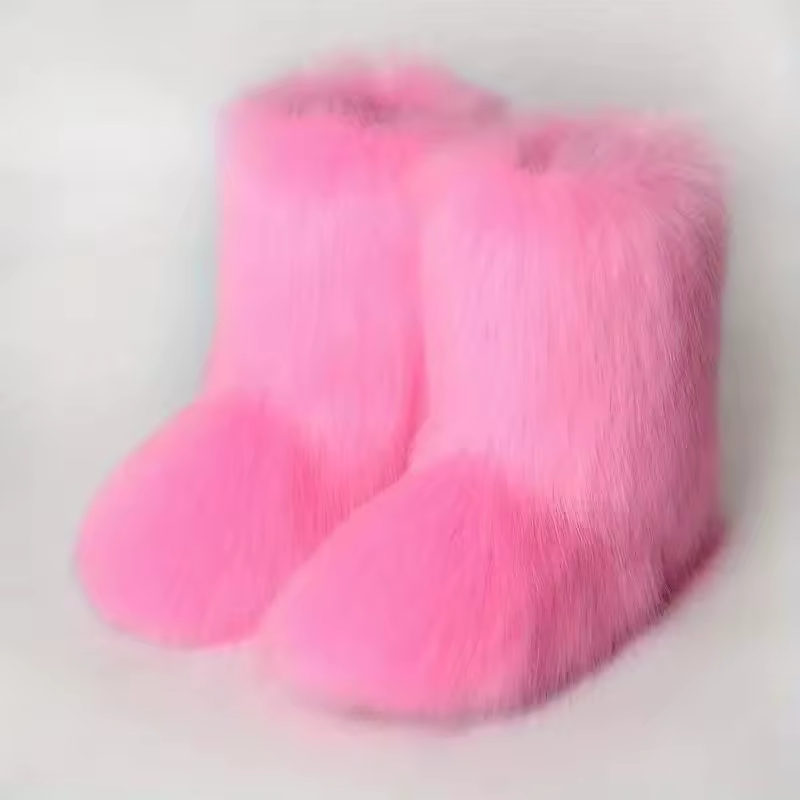 Y2K Fluffy Mid-calf Boots Winter Women Fashion Snow Boots Warm Cotton Shoes - AliExpress 