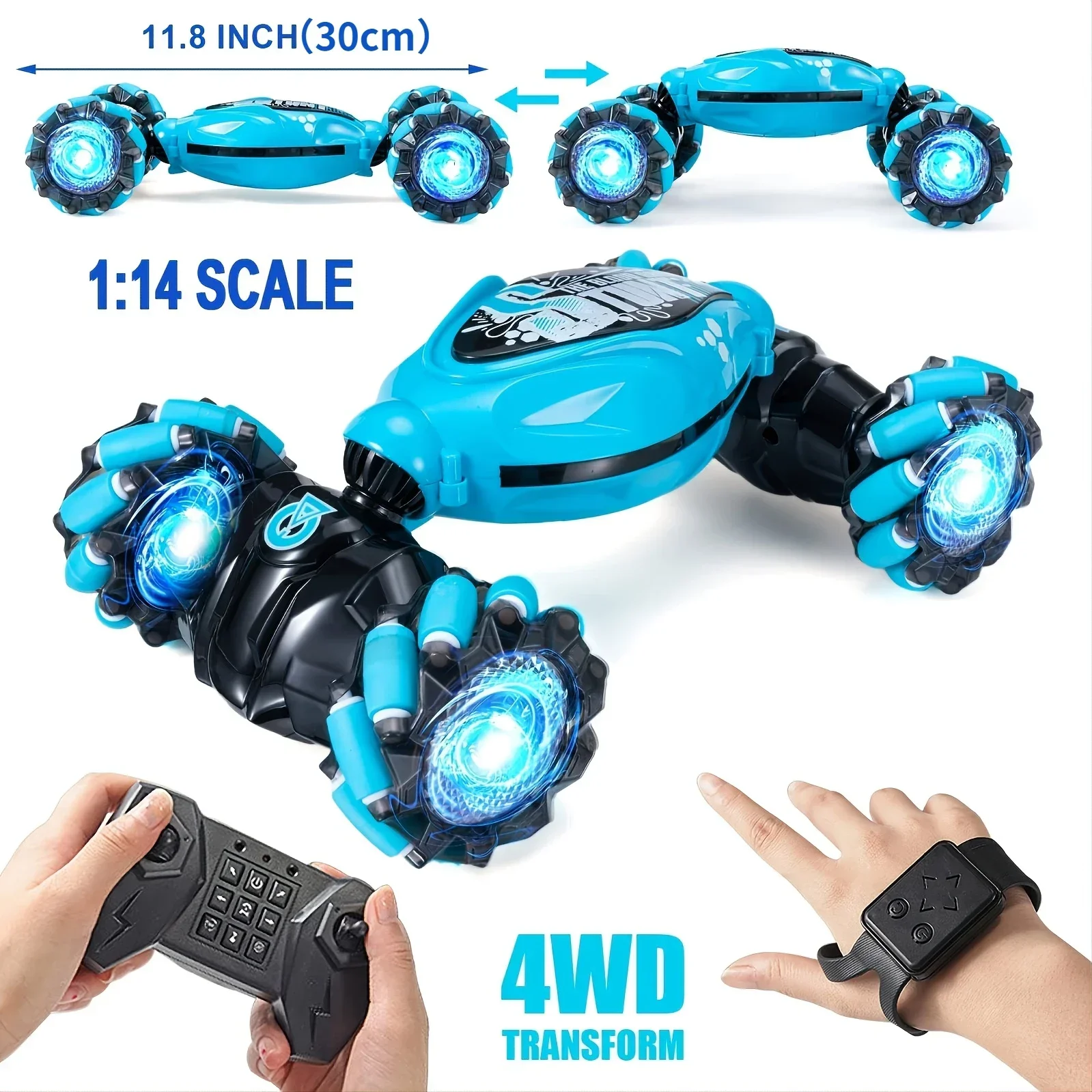 

Gesture RC Car,4WD 2.4G Remote Control Car, All Terrains Trucks RC Stunt Car 360° Flips With Light Music