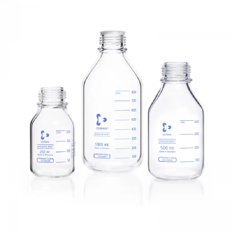 

DURAN® pressure plus+ GL 45 Laboratory Bottle, clear, without screw cap and pouring ring, with DIN 168-1 thread, graduated