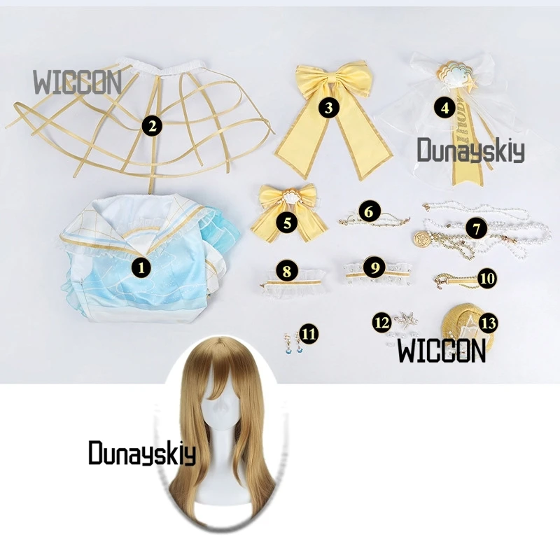 أزياء أنيمي لوف لايف أكوس كاناكو تاكاجاكي للنساء فستان لوليتا أزياء تنكرية ملحقات شعر مستعار جيراي كي أزياء الهالوين التأثيرية