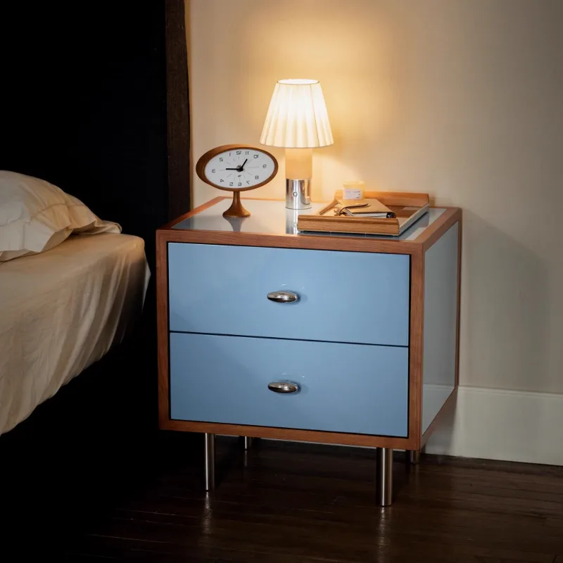 

Godot bedside table Corbusier blue French high-end small solid wood side cabinet bedroom