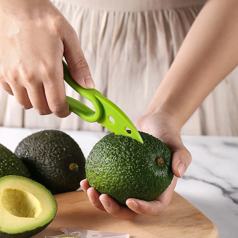 3 In 1 Avocado Slicer Shea Corer Butter Fruit Peeler Cutter Pulp Separator Plastic Knife Kitchen Vegetable Tools