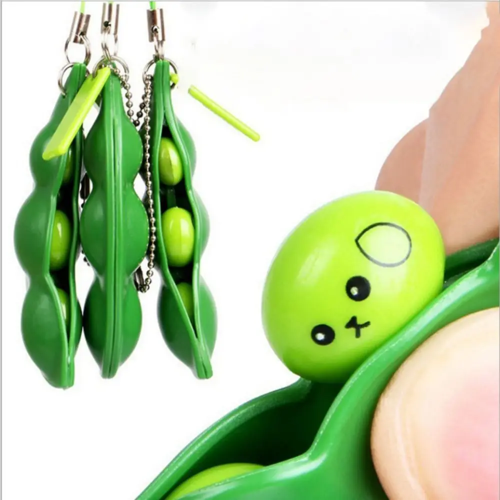 

Simplicity PVC Sensory Bean Toy Wear-resistant Portable Soybean Stress Relieving Chain Toys Mini Durable Pea Pod Fidget Toys