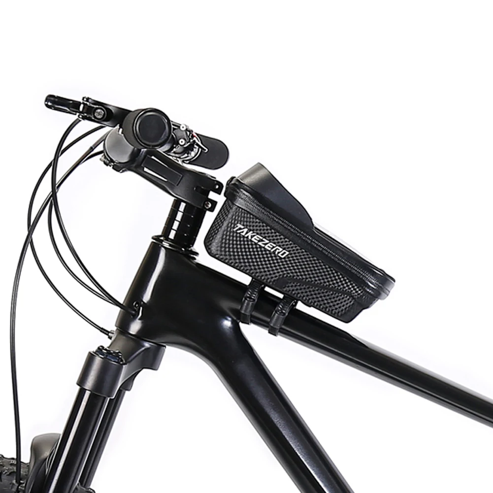 

1L Motorcycle Phone Mount Bag Waterproof with Sun Visor Frame Top Tube Bicycle Bag Zipper Closure Reflective Adjustable Fastener