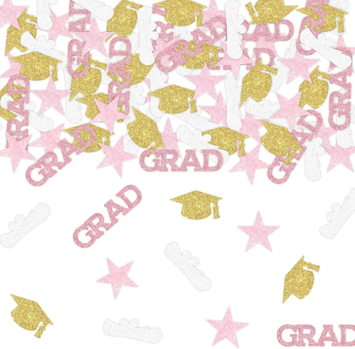Hot Pink Black Graduation Decorations 2026-100PCS Glitter Graduation Table Confetti Congratulations Congrats Grad Party Table Su