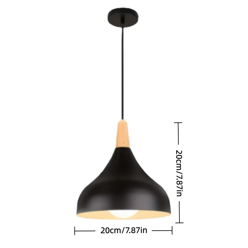 Vintage teardrop-shaped metal and wood pendant light Suitable for bedrooms, dining rooms and kitchens