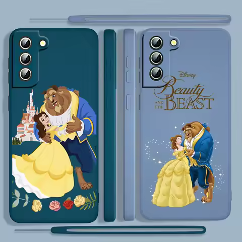 Disney Beauty and the Beast Phone Case For Samsung Galaxy S23 S22 S21 S20 S10 Ultra Plus Pro Liquid Rope Candy Color Shell
