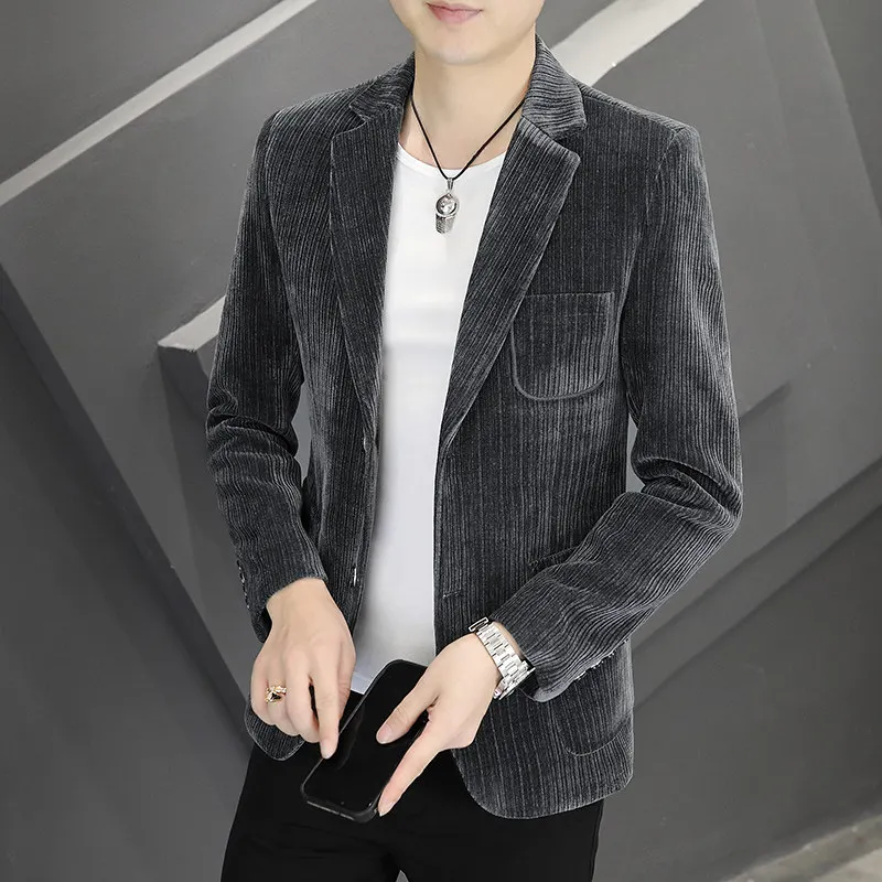

Corduroy Spring Autumn Busin Casual Long Sve Two Button Single Row Button Slim Fit Single West Men's Faion Outerwear