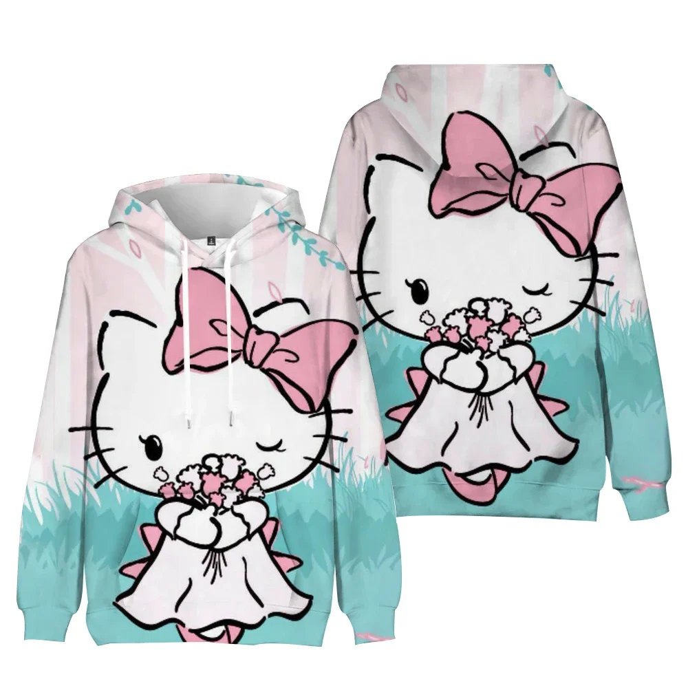 Hello Kitty Cartoon Cute Print Fashion Hoodie y2k Fashion New Women's Casual Harajuku Sweatshirt Kawaii Women's Spring Top