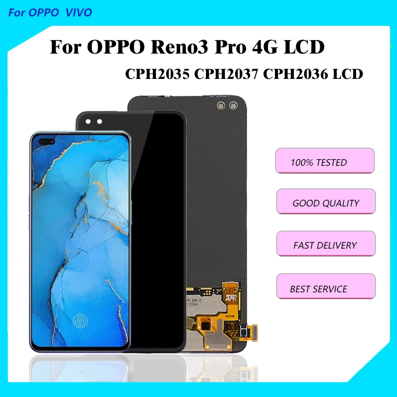 For OPPO Reno3 Pro 4G LCD Display Touch Screen Digitizer Assembly For Reno3 Pro 4G CPH2035 CPH2036 LCD Display