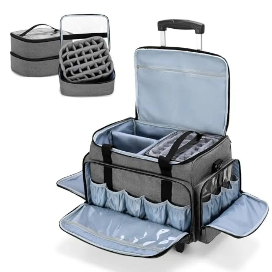 

Rolling Nail Polish Organizer Holds 90 Bottles and a Nail Lamp Rolling Nail Polish Case with a Detachable Dolly and 3 Rem