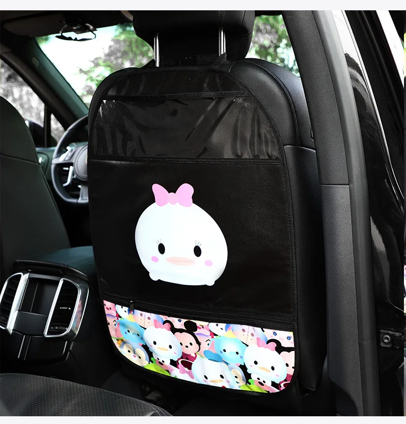 Cute Car Seat Back Cover Protector for Kids Children Baby PU Leather Cartoon Waterproof Touch Screen Anti-kick Mat Storage Bag