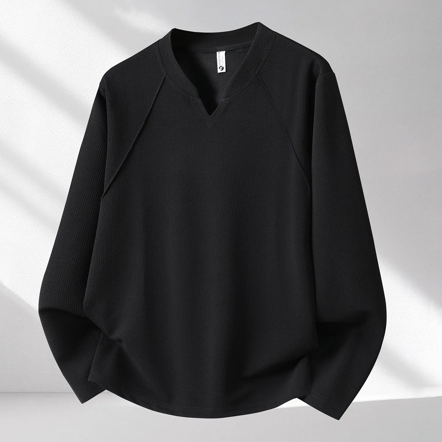Camiseta Térmica Masculina de Algodão Plus Size, Manga Longa, Solta, Casual de Negócios, para Primavera e Outono, com Capuz e...
