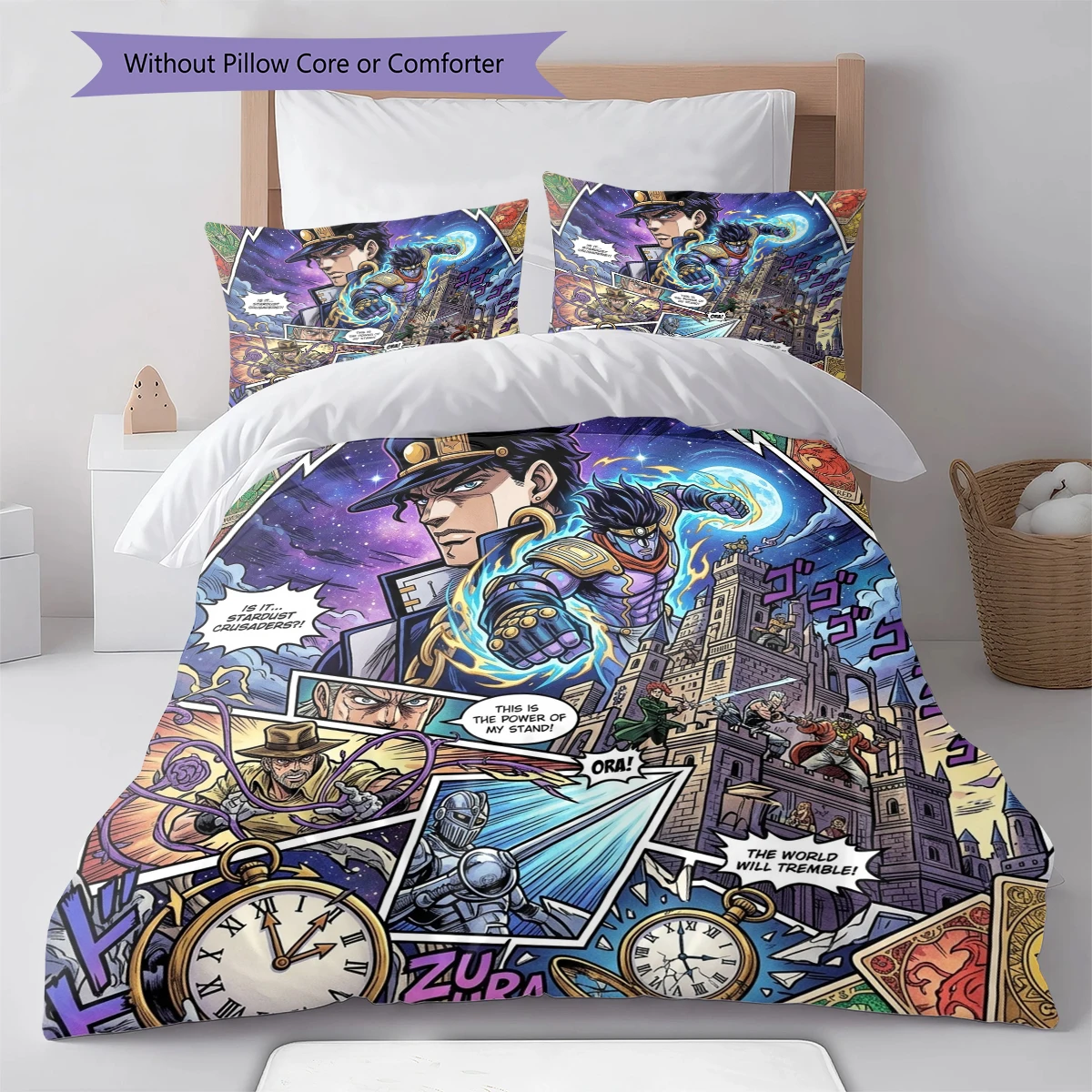 JoJos Bizarre Adventure Comfortable Soft Duvet Cover, Children Bedding Set Gift,Size  Different Sizes -HE96