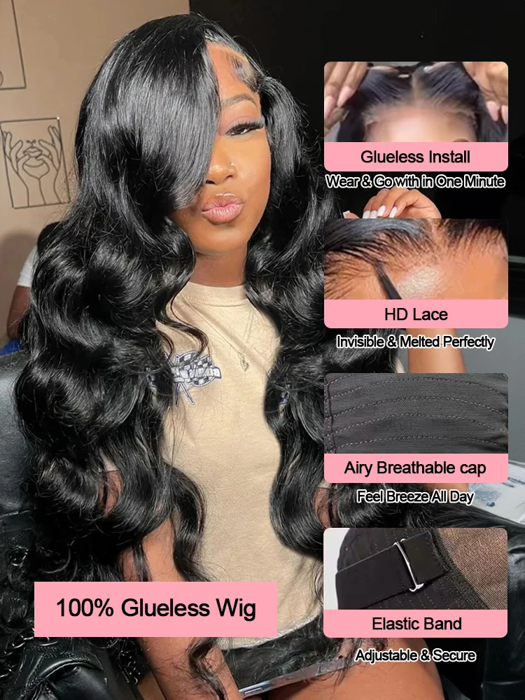 5x7 غلويليس قبل قطع ارتداء الذهاب الباروكات الجسم موجة 13x4 HD الدانتيل شعر مستعار أمامي 30 40 بوصة البرازيلي الشعر البشري للنساء السود لا الغراء