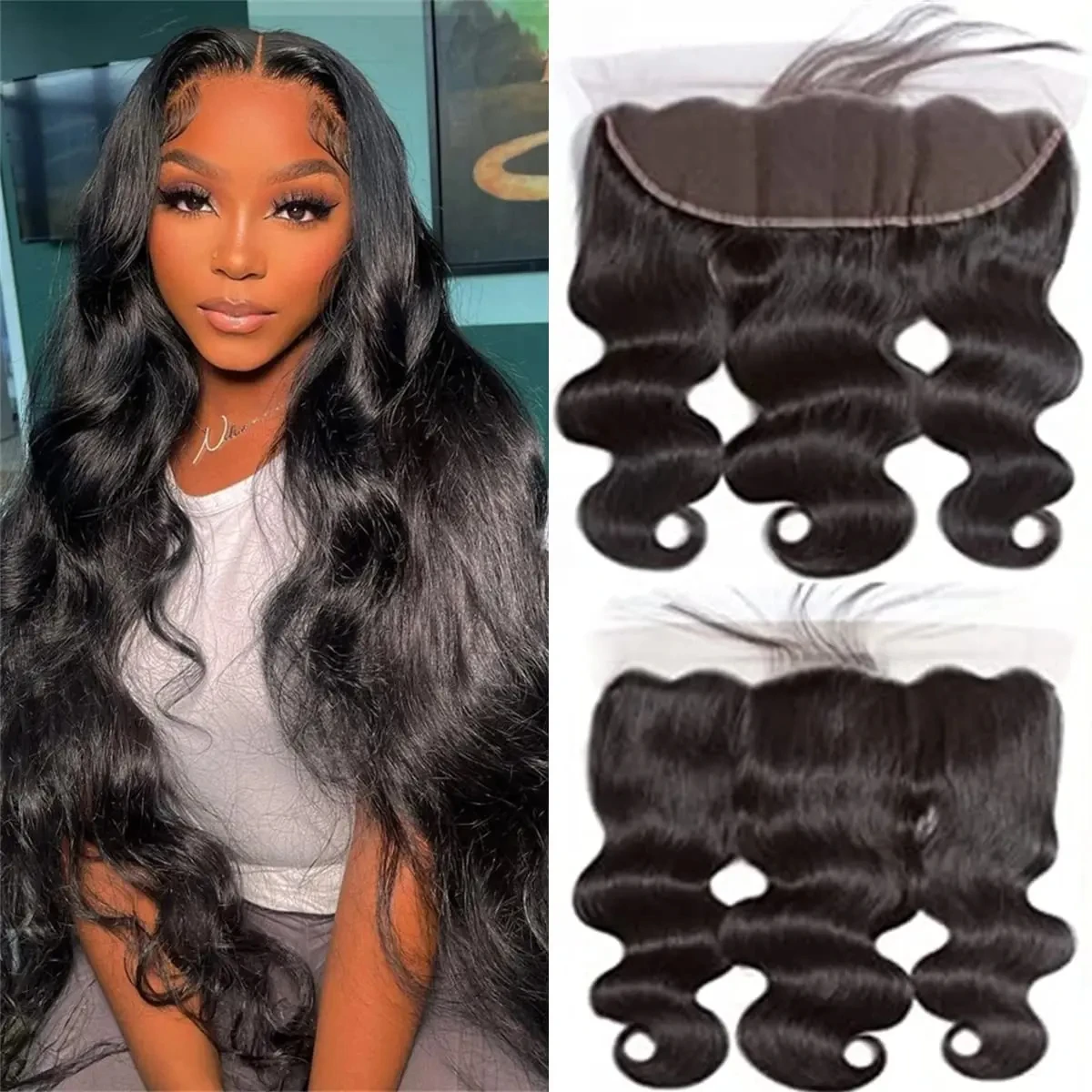 

4x4 13x4 Transparent Lace Frontal Closure Straight Water Wave Kinky Curly Lace Closure Only 100% Remy Human Hair pre plucked
