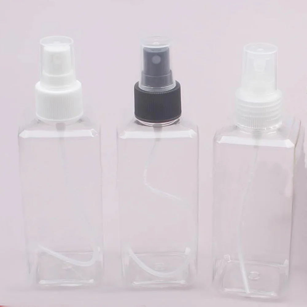 

200ml Square shape Refillable transparency color Plastic Portable Spray Perfume bottle with pump sprayer