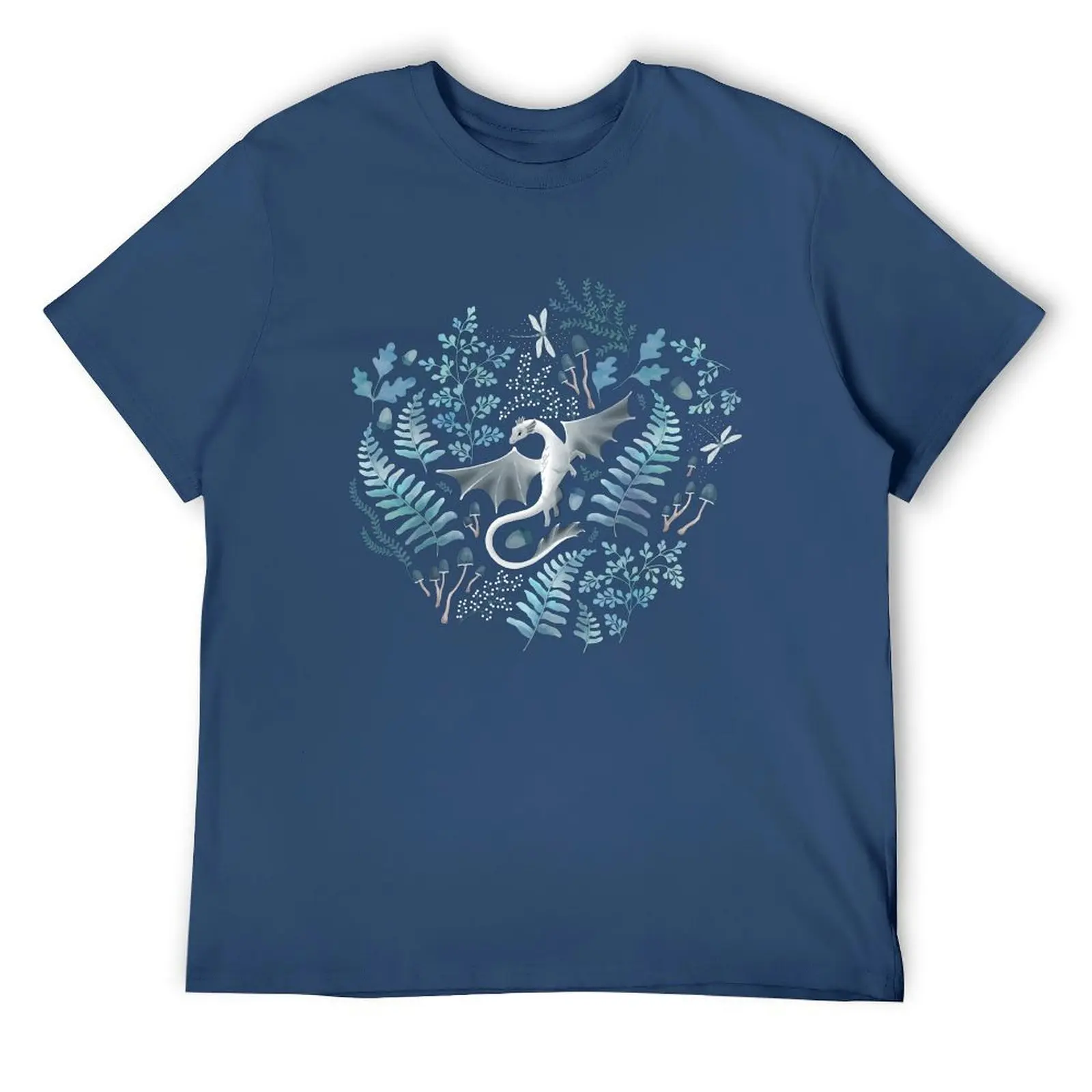 

Forest dragons in shades of blue and green on navy blue T-Shirt for a boy blue archive men graphic t shirts