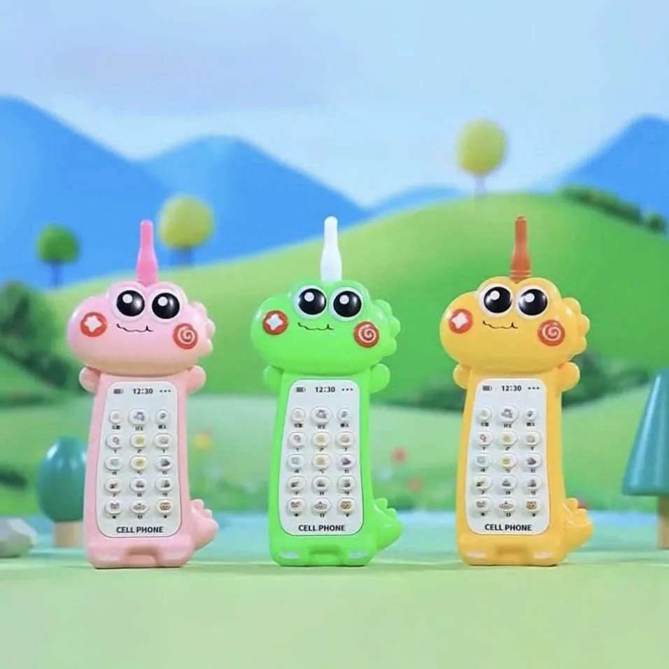 Children Cartoon Dinosaur Simulation Mobile Phone Can Be Gnawed Toys With Music Early Learning Story Machine Cute Phone Toy
