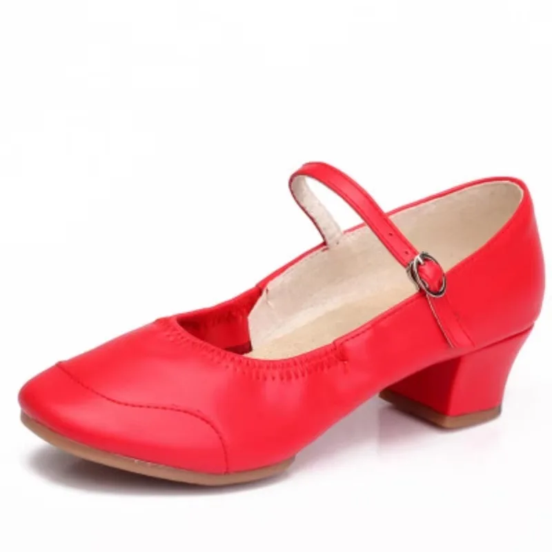 Chaussures de danse de ballet rouges personnalisées pour femmes, talon moyen adulte, semelle souple, chaussures de danse latine Kizomba