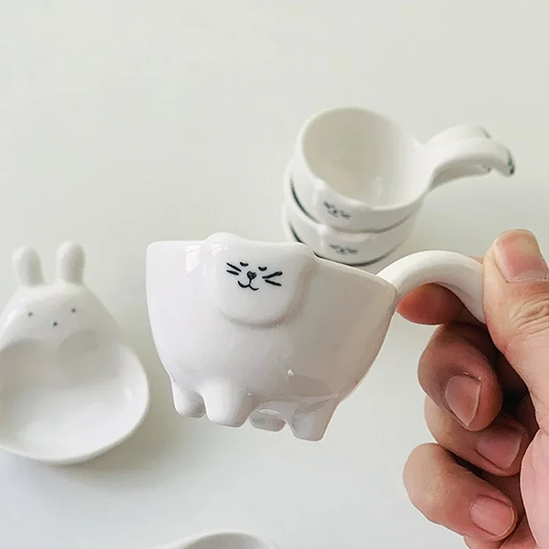 Ceramic Cute Cat Seasoning Board Sushi Soaking Bowl Dipping Handle Sauce Board Snack Board Kitchen Serving