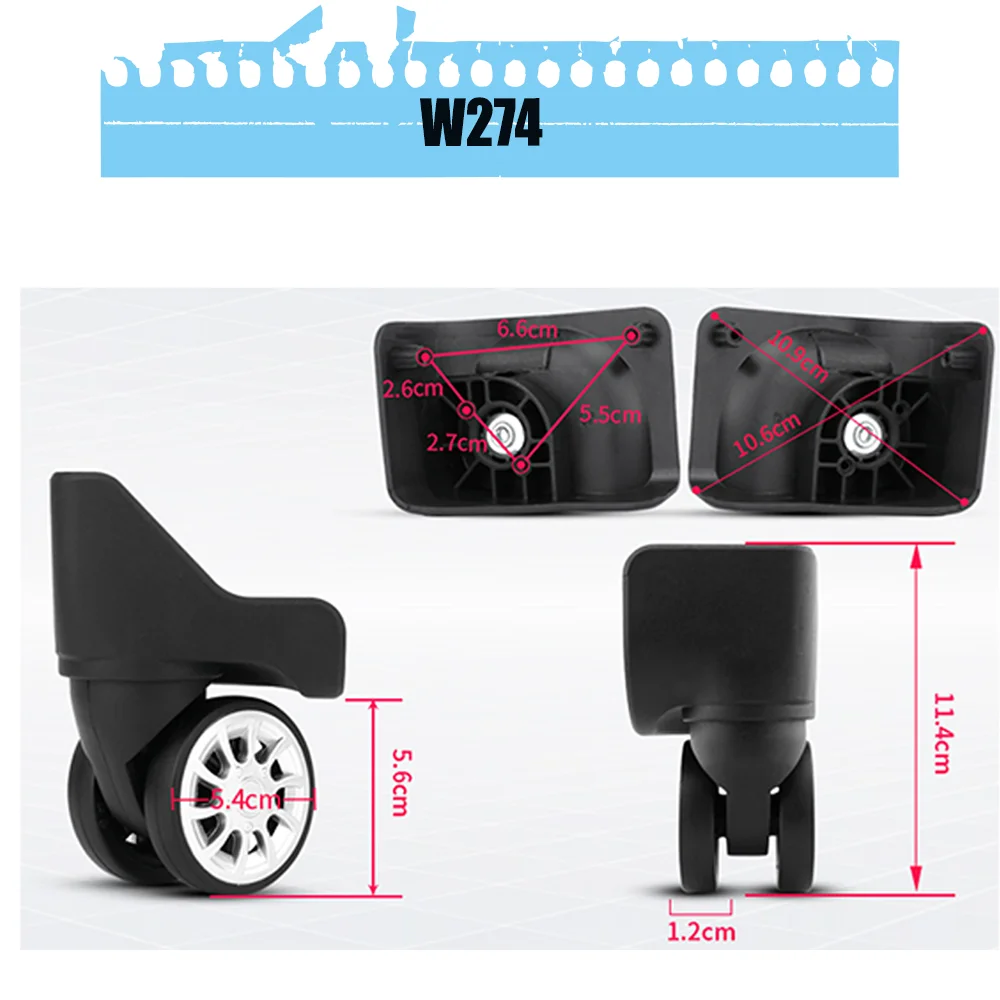 360° Smooth Glide Luggage Casters - Thick Axle Structure Anti-Slip Rubber Universal Replacement For Cases