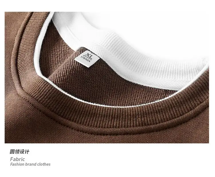 2026 Men O-Neck Basic Hoodies Male Casual Loose Harajuku Hoodles Sweatshirts Long Sleeve Tops Solid Color Streetwear Pullovers