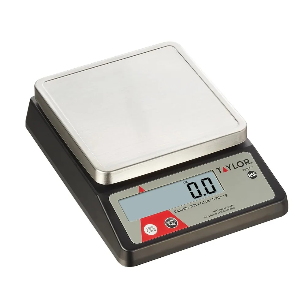

Taylor TE10FT 11-Pound Commercial Digital Portion Control Scale, 11 lb (5 kg) in 0.1 oz (1 g) Food and Cooking Scale, Tare and H