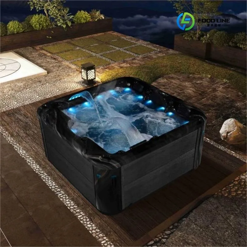 2026 Hot Sale FL Customized Big Jacuzzier Freestanding Whirlpool Outdoor Hydro Massage Bathtub for 4 Person with Covers Ladders