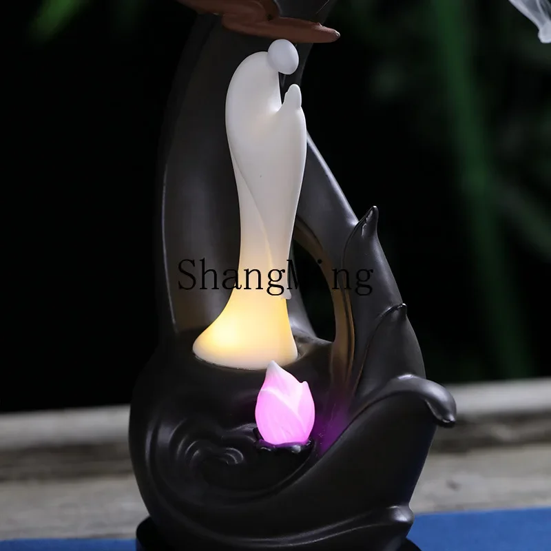 

CL backflow incense burner ornament alpine flowing water bergamot large backflow sandalwood burner LED factory