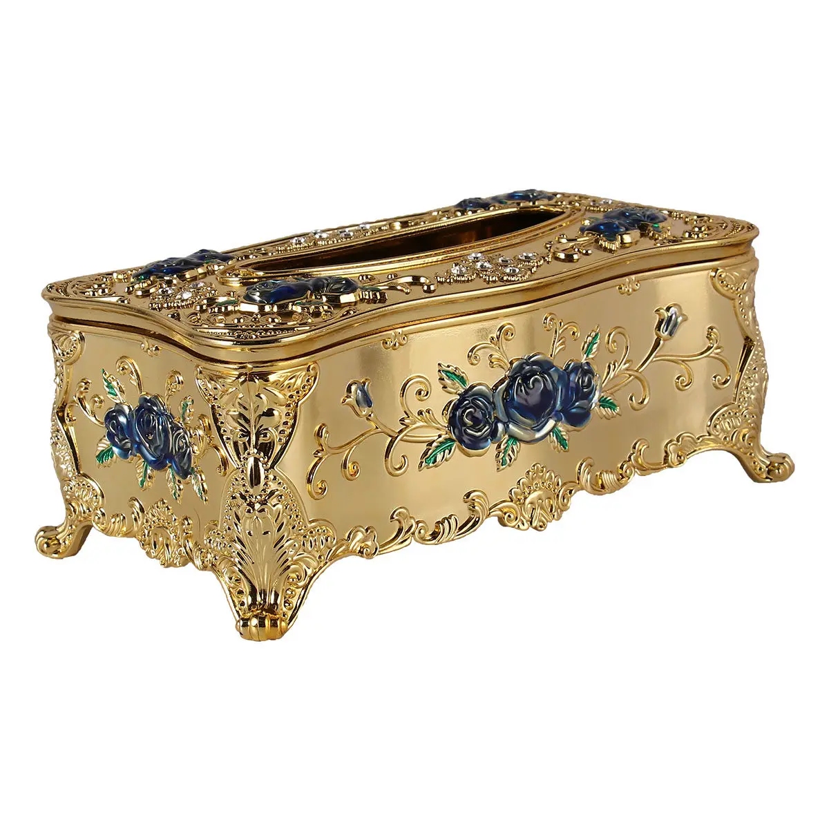 Rose Pattern Tissue Box Plastic Napkin Holder High-Grade European Style Home Bathroom Living Room Office Car Decorative Tissue