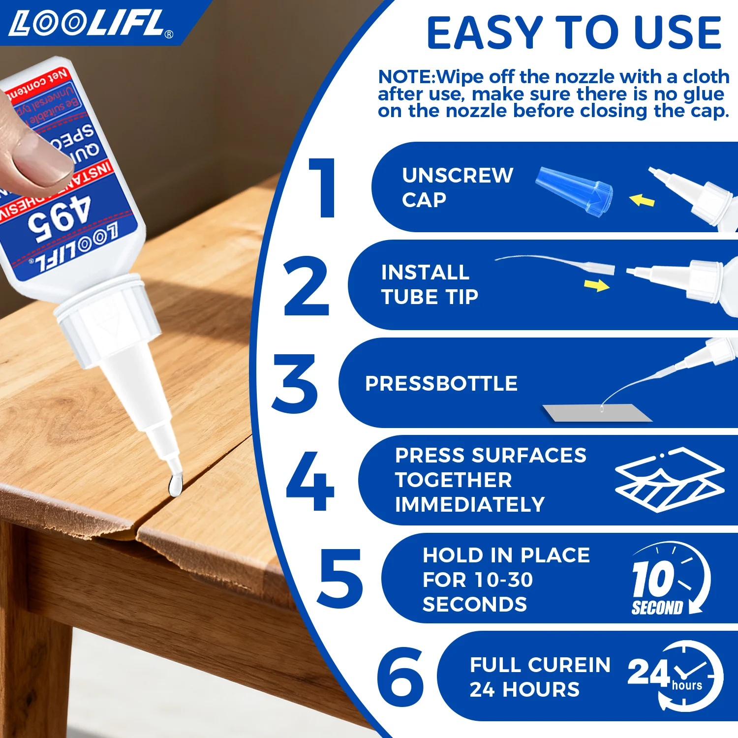 Adhesivo transparente super adhesivo para reparar artesanías de muebles de madera, todos los usos adhesivo instantáneo para artesanías de trabajo de la madera