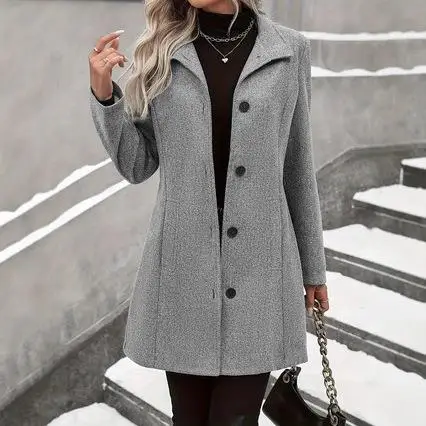 Abrigo Largo de Lana para Mujer, Estilo Svedka, Ropa de Invierno Cálida y a la Moda, Mezcla de Lana Gruesa, Corte Casual y Có...