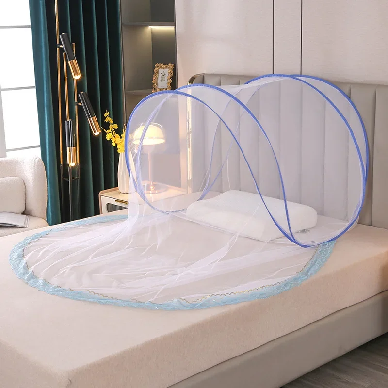 2Pcs Adjustable Head Mosquito-Proof Cover Installation-Free Small Mosquito Nets for Travel Picnics Portable Foldable Mini Yurt