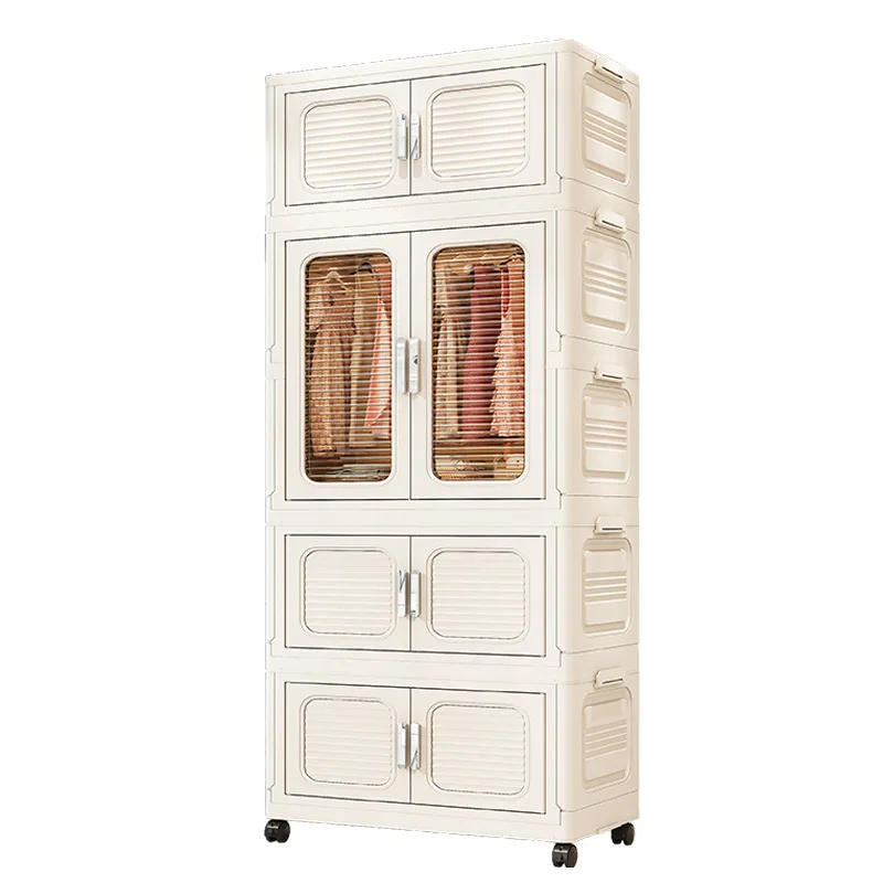 Extra large folding wardrobe cabinet free of installation, plastic locker for baby clothes sorting box