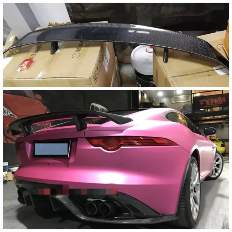 High Quality Carbon Fiber Car Rear Trunk Lip Spoiler Splitters For Jaguar F-TYPE 2014-2022 GT Style