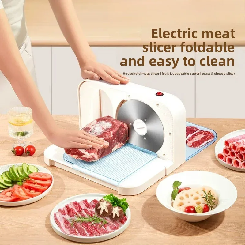 110V Electric Meat Slicer - Small Frozen Beef & Lamb Roll Shaver for Home Kitchen