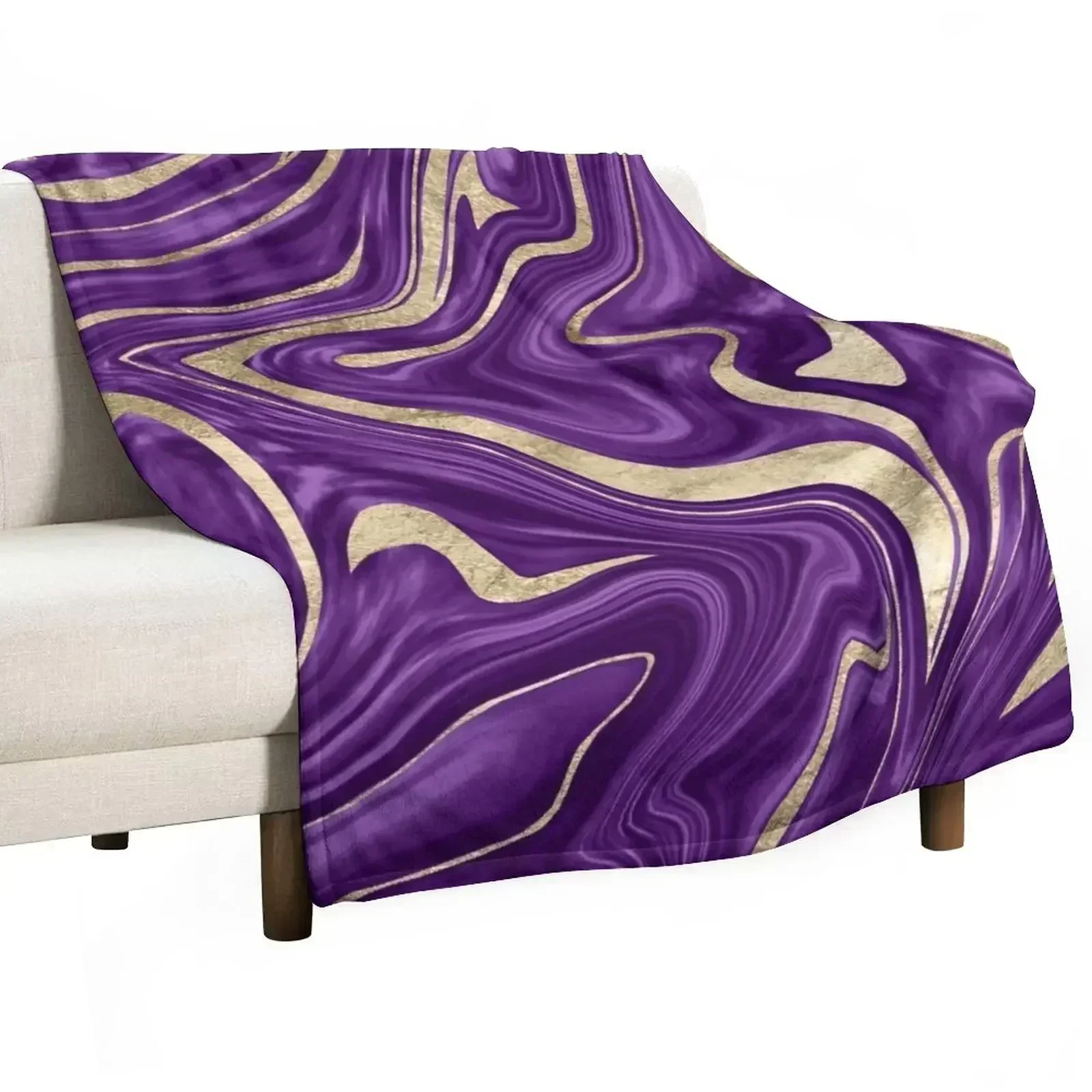 Purple Black Gold Marble #1 #decor #art Throw Blanket valentine gift ideas Luxury Brand Luxury Hairys Bed Blankets