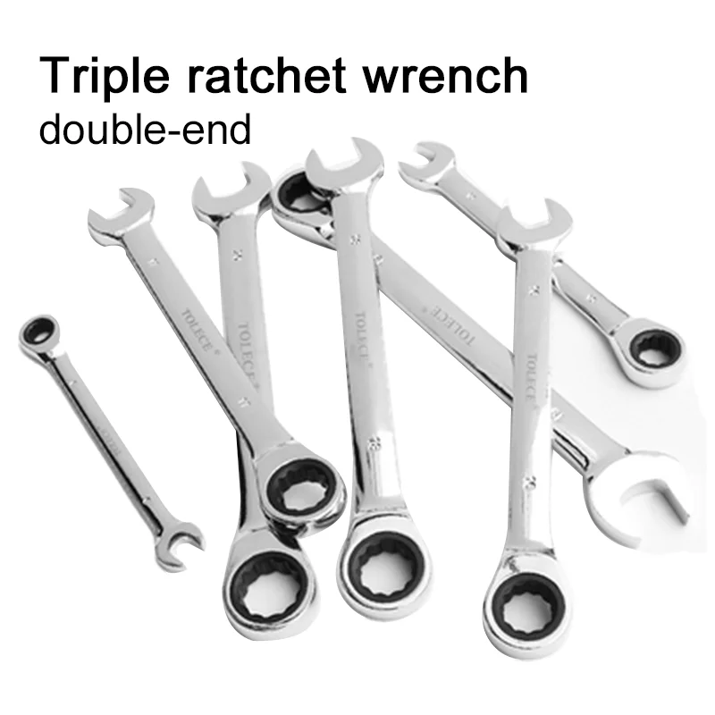 

1pcs Double-ended triple-purpose ratchet wrench Bidirectional Automatic Opening Plum Blossom Quick Fork 6-8-9-11-14-17-22-24mm