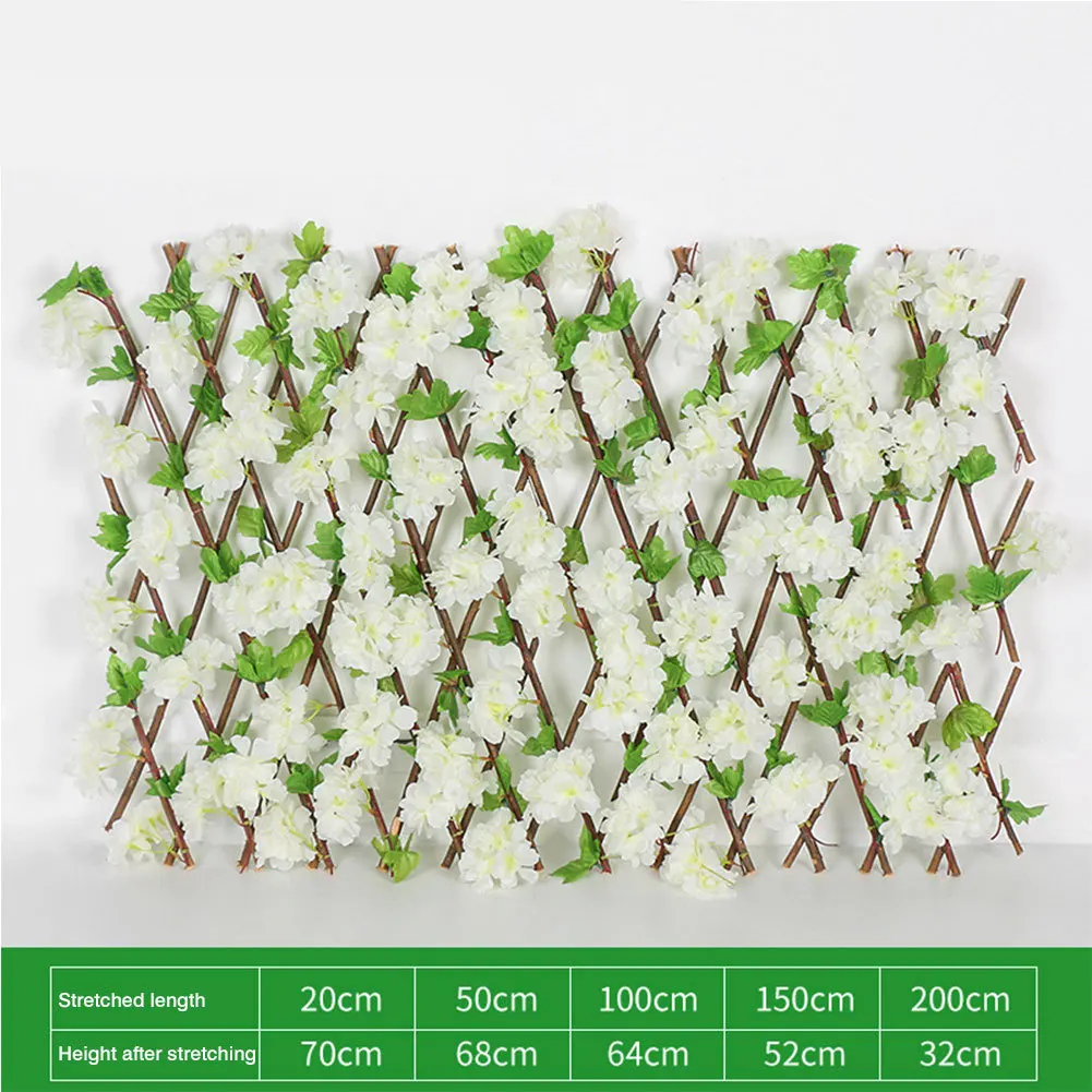 Wooden Hedge with Artificial Flower Leaves Garden Decoration Screening Expanding Trellis Privacy Scr